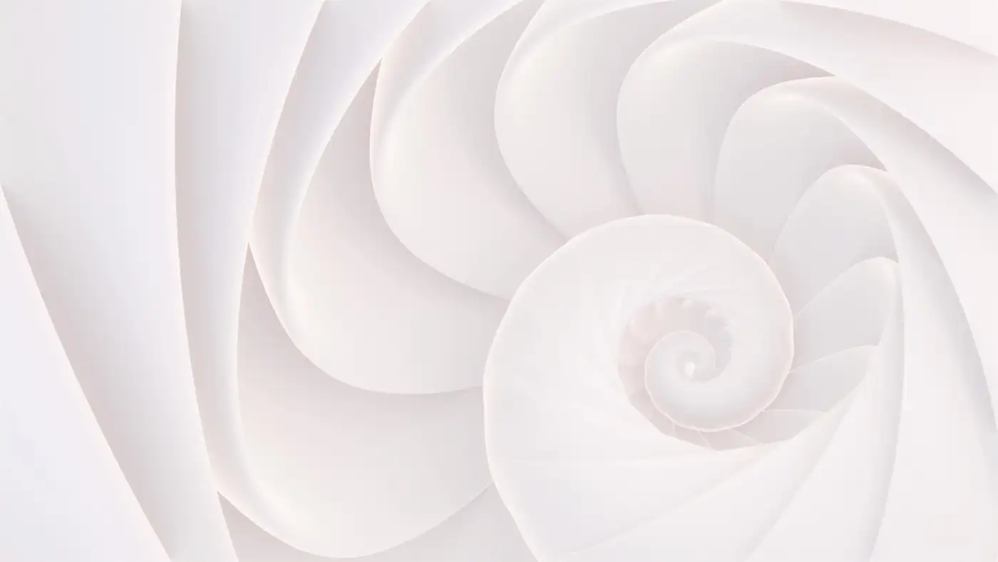 A white spiral winding inward, each turn narrower than the last