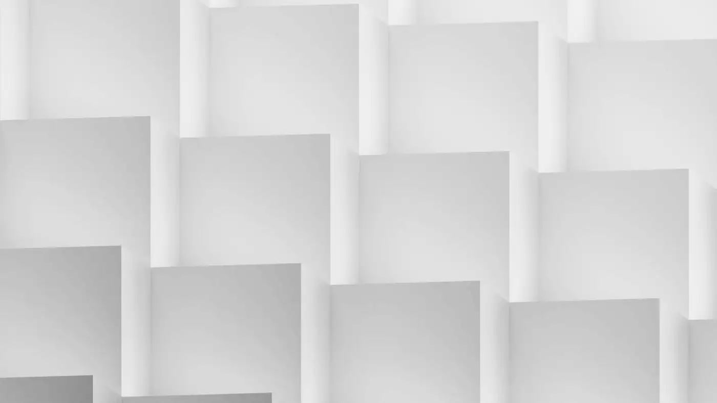 Overlapping white squares set in shallow relief