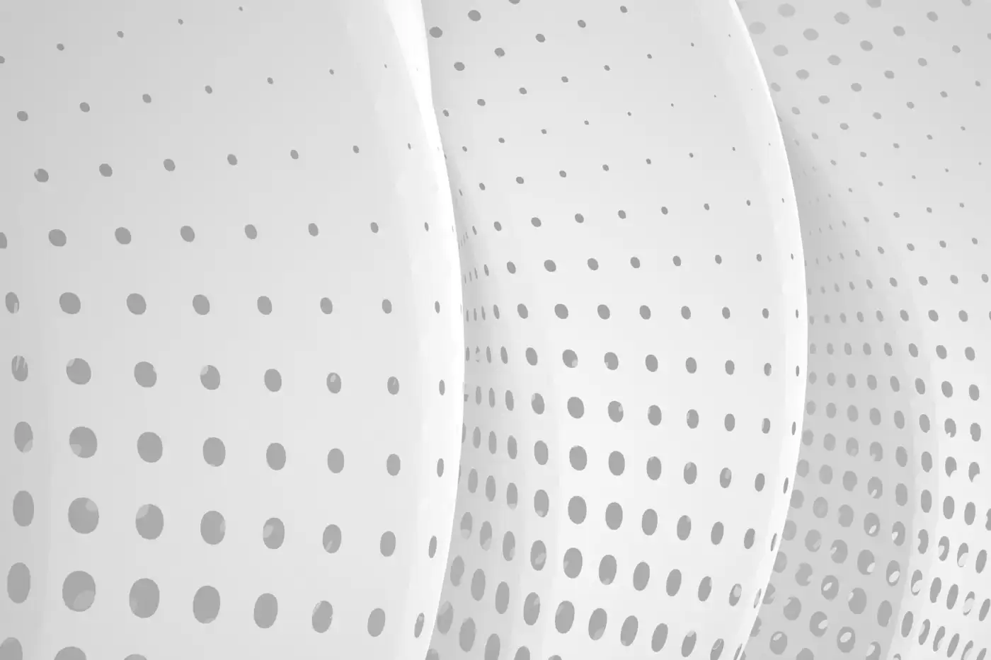 Curved white panels pierced with regular rows of small holes