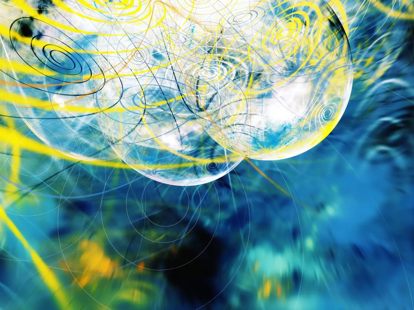 Abstract blue and yellow fractal pattern