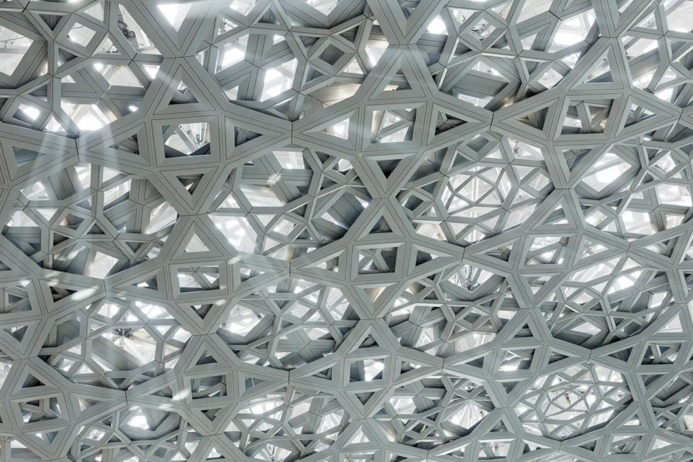 Intricate abstract geometric pattern in fine white lines