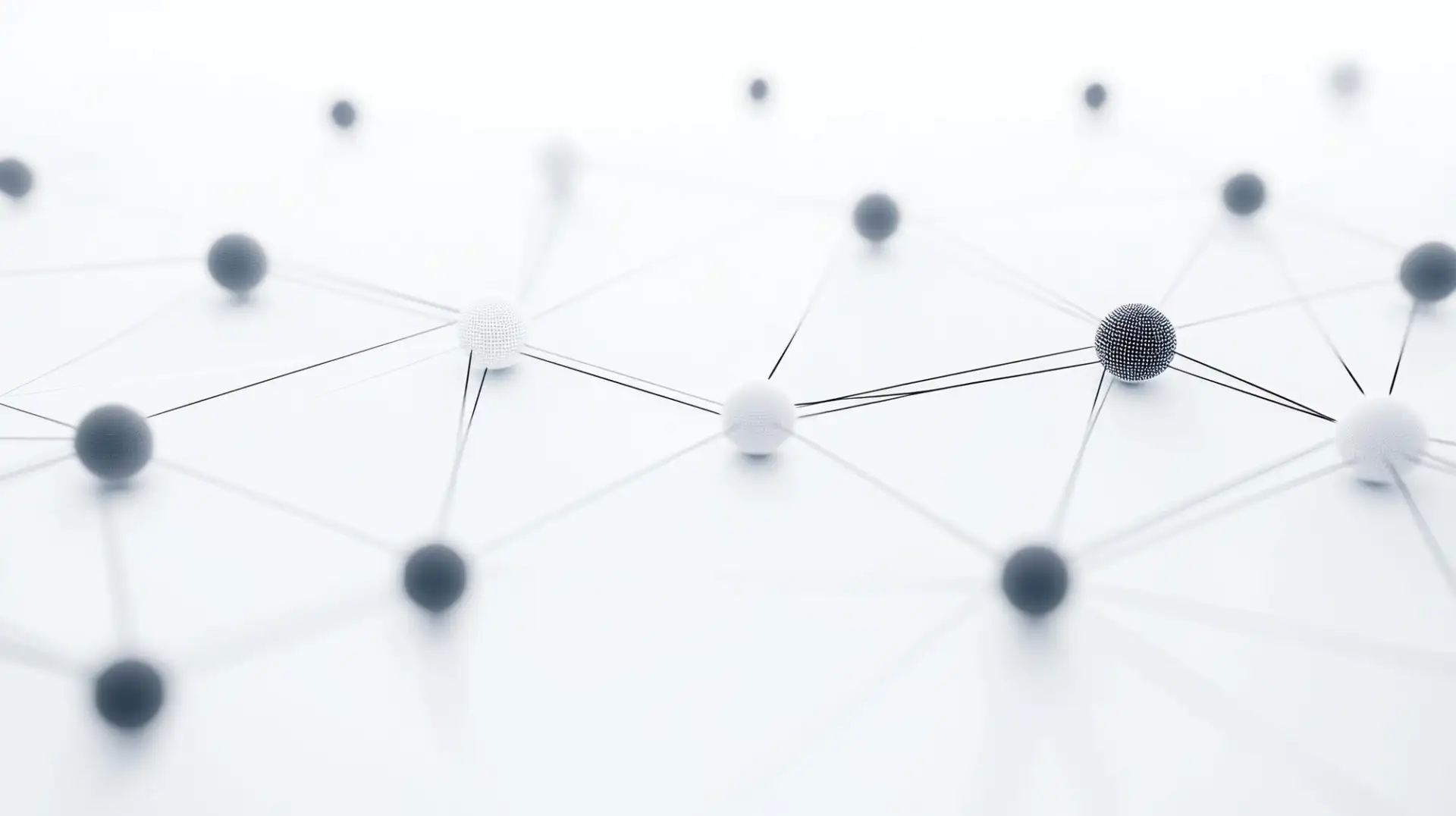 A network of small spheres joined by thin lines across a pale ground